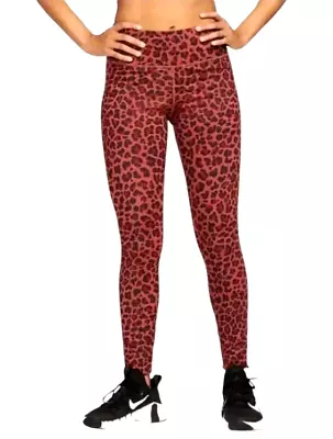 NIKE ~Woman Size M~ Leopard Printed Tight Leggings Pink Black, Logo. - Image 1 of 4