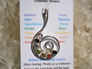 Silver Spiral Flowing Energy 7 Chakra Gemstones!-Amethyst to Ruby Red Garnet - Picture 1 of 6
