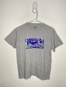 Adventure Awaits Mountain Graphic Shirt Boys Size Large 14/16 Gray Iridescent - Picture 1 of 3