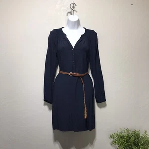 Banana Republic Women Shirt Dress Size 0 Navy Blue Reglan Long Sleeves 3 Button - Picture 1 of 11