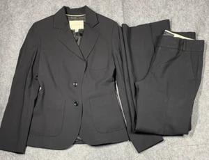 Banana Republic Suit Set Womens Size 2 Black Wool Blend Stretch Career Wear - Picture 1 of 24