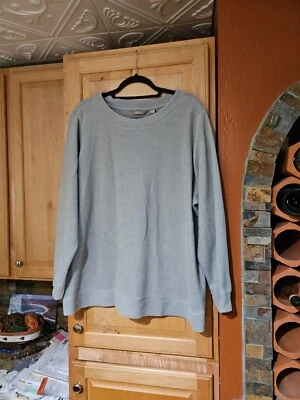 Denim & Co. Comfort Zone Women's Gray Baby Sherpa Pullover Sweatshirt Size 2X  - Image 1 of 3