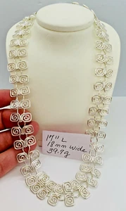 925 Sterling Silver Mexico 17" L 18mm W Geometric Chain Necklace 39.7g - Picture 1 of 3