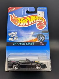 Hot Wheels #556 Custom Corvette Black Spy Print Series Vintage 1996 Release L36 - Picture 1 of 2