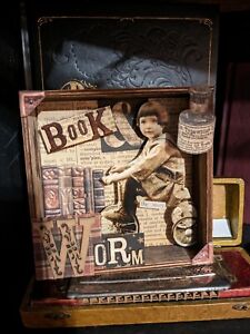 diorama shadow box Art bibliophile gift bookworm mixed media art ooak nerdy folk