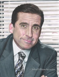 Steve Carell "Michael Scott" The Office Buntstift Zeichnung Druck 8,5" x 11" - Bild 1 von 1