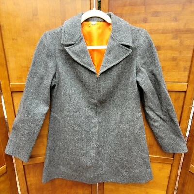 Jaqueta/vestido pulôver feminino vintage 3/4 zíper poliéster/algodão cinza tamanho 11 - Imagem 1 de 4