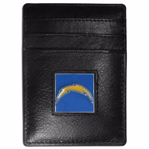 Los Angeles Chargers Leather Money Clip & Cardholder Wallet Closeout New w/ Box* Cover