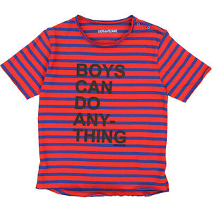 ZADIG & VOLTAIRE Kids T-Shirt blau rot Streifen boy can do anything Gr. 128 -176