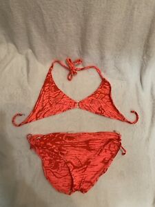 VTG Catalina Bright Pink  Bikini Top And Bottom womans Size 10 - 1970's?