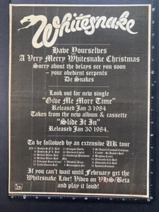 WHITESNAKE - CHRISTMAS TOUR 1983 15X11" Poster Sized Press Advert L217 - Picture 1 of 1