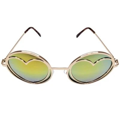 Gafas hippie en forma de corazón monturas circulares redondas lentes oscuras disfraz retro G108 Foto 1 de 4