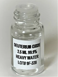 Deuterium Oxide Sample - Heavy Water 2.5 ml Hydrogen Isotope 99.9% Pure - Picture 1 of 4