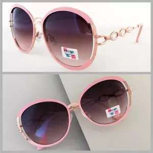 EDLE RETRO runde Stil SONNENBRILLE rosa Gestell Gläser mit Farbverlauf ROSEGOLD BÜGEL - Bild 1 von 6
