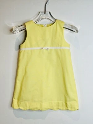 VESTIDO RECTO DE VERANO LILLY PULITZER BONITO*LINO AMARILLO Y BLANCO LAZO DOBLADILLO FESTONEADO*2T Foto 1 de 3