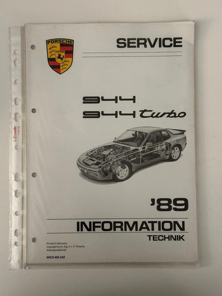 ORIGINALE!!! Manuale PORSCHE 944 e 944 Turbo - Immagine 1 di 1
