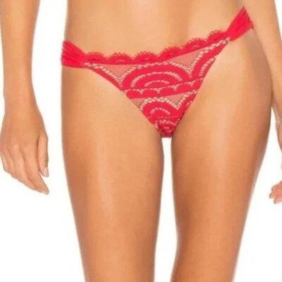 Nuevo con etiquetas PilyQ Mujer Rouge Encaje Abanico Fondo Completo Talla M Foto 1 de 4