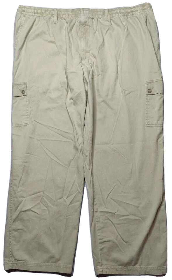 BIG DOGS Men Big 2X Khaki Cotton Elastic Waistband Pull-On Cargo Pants - Image 1 of 4