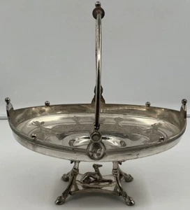 Victorian Reed & Barton Silver Oval Basket Roman Medallions Whippet Dog 2215 - Picture 1 of 13