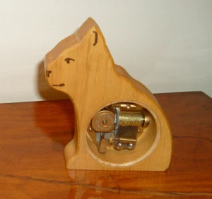 Teddy Bear Picnic Windup Musical Figure - Vintage, Swiss-Made, 5-inch, Wooden - Picture 1 of 5