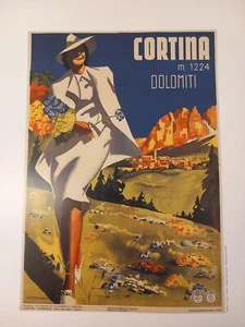 POSTER CORTINA 1938. - MICHELE ORTINO - 25X35 RIPRODUZIONE - Picture 1 of 1
