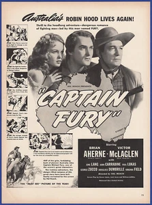 Vintage 1939 MOVIE: CAPTAIN FURY Brian Aherne Victor McLaglen Print Ad 1930's - Picture 1 of 1