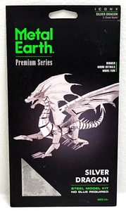 Fascinations Metal Earth Premier Series 3D Modelo de Acero Kit Dragón Plata - Imagen 1 de 3