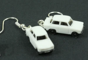Trabi Earrings Car Trabant Trabbi Miniblings Pendant GDR Model 1:160 White - Picture 1 of 7