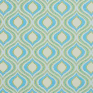 Essentials Outdoor Stain Resistant Upholstery Drapery Fabric Aqua Yellow / Lagoo - Picture 1 of 3
