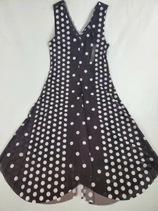 TAHARI women dress TD902020 44003 black brown white dot nylon sz M - Picture 1 of 10