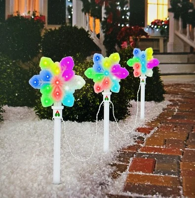 Gemmy Orchestra of Lights Color-Changing 3 LED Snowflake Pathway Lights NEW! - Image 1 of 4
