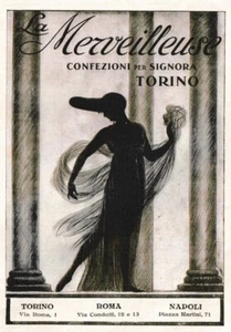PUBBLICITA' 1924 LA MERVEILLEUSE TORINO CONFEZIONI PER SIGNORA LUSSO MODA STILE - Picture 1 of 1