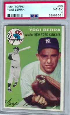 1954 Topps Yogi Berra, tarjeta # 50, graduada, PSA 4, centrada Foto 1 de 2