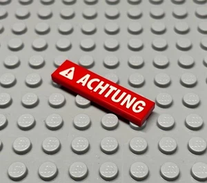 Citizen Brick Custom Lego Tile Flat 1x4 'Achtung' Sign Red (Qty. 1) - Picture 1 of 1