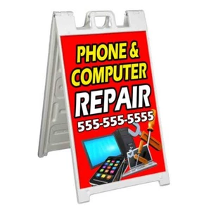 CUSTOMIZABLE COMPUTER REPAIR Signicade 24x36 Aframe Sidewalk Sign Banner Decal - Picture 1 of 9