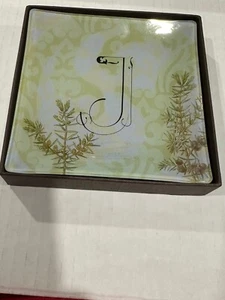 Fringe Studio Monogram J Glass  Trinket Dish Jewelry Tray - Picture 1 of 5