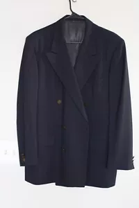 HICKEY FREEMAN 100% WOOL DOUBLE-BREASTED BRASS METAL BUTTON BLAZER JACKET sz 44R - Picture 1 of 7