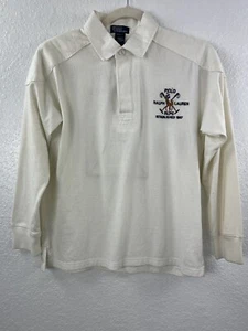 Polo Ralph Lauren White Embroidered Polo Rugby Long Sleeve Shirt Medium Boys - Picture 1 of 5