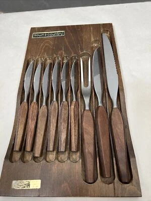 JUEGO DE CUCHILLOS DE COLECCIÓN Washington Forge TOWN & COUNTRY mango de acero inoxidable/madera 9 piezas Foto 1 de 3