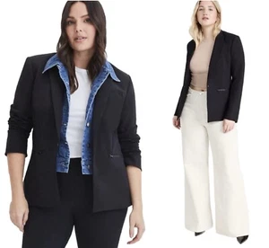 Veronica Beard Iconic Scuba Dickey Jacket Blazer Size 14 Navy Blue Zip Pockets - Picture 1 of 10
