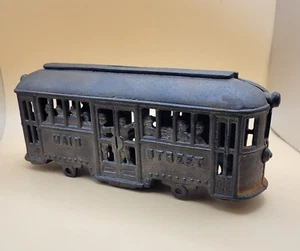 Antique 1920s A.C. Williams Street Trolley Cast Iron Penny Bank (Missing Wheels) - Picture 1 of 8