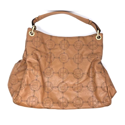 Cartera Henri Bendel Cuero Marrón Firma Mediana Hombro Hobo Bolso Diseñador Foto 1 de 4