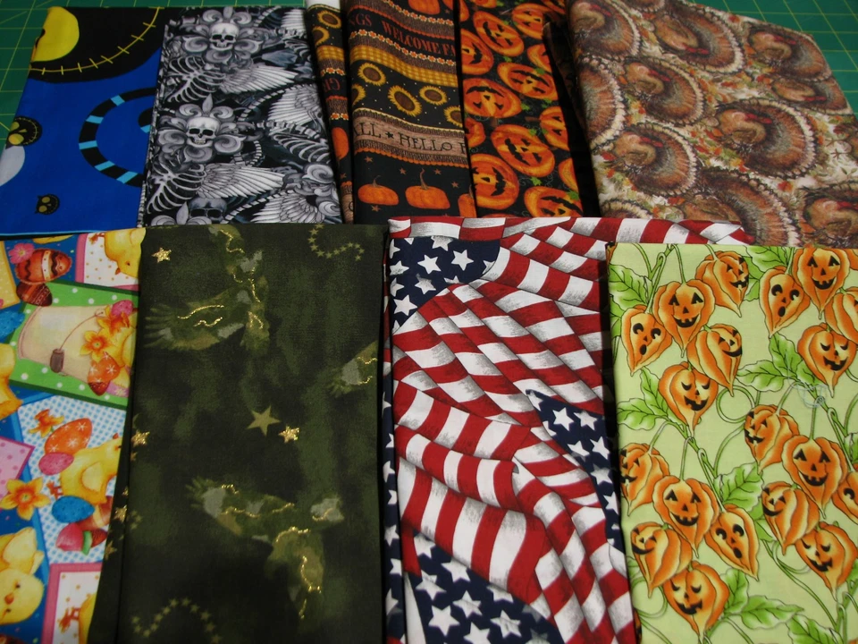 11.25+ Yards Cotton Fabric - High Quality Large Lot Halloween and Holiday Prints - Image 1 of 1