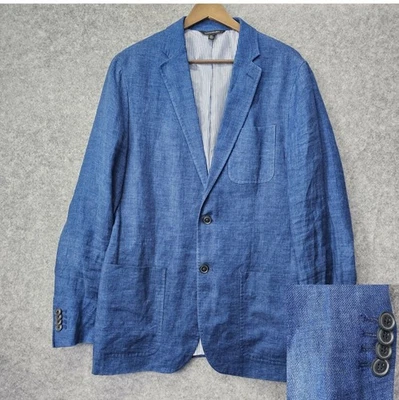 Italian Linen Blazer Mens 38L Long S Blue BANANA REPUBLIC Summer Light Emmetex - Image 1 of 4