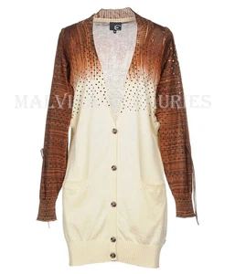 JUST CAVALLI BY ROBERTO CAVALLI CARDIGAN SWEATER KNITTED TOP STUDDED DETAIL 38 2 - Picture 1 of 3