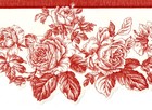 Cottage Rose Wallpaper Border, Red White French Country Bedroom 15ft Roll Decor