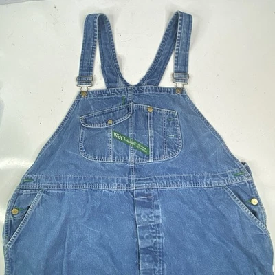 复古 Key Imperial Workwear 牛仔工作服男式蓝色围兜工作服 54 英寸 x 30 — 第 1/4 张图片