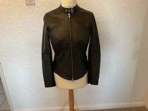 Gorgeous Soft Leather Black Biker Jacket With Knitted Back Size M - Picture 1 of 8
