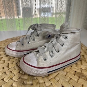Converse All Star High Top Sneakers Shoes Kids Size 7 Infant White - Picture 1 of 7