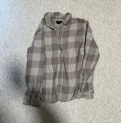 Camisa a Cuadros Algodón Para Hombre Grande Gris Beige Franela Abotonada Manga Larga Suave Foto 1 de 4